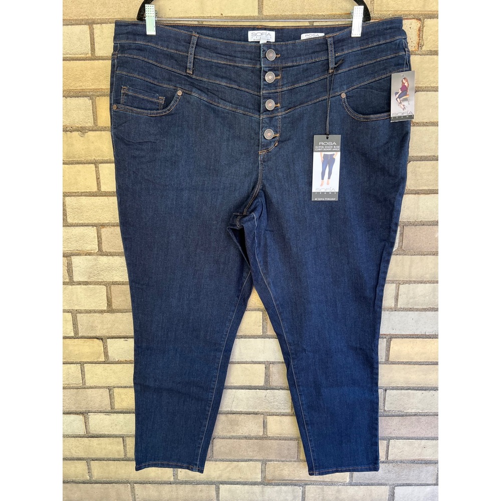 Sofia Jeans by Sofia Vergara Rosa Curvy Skinny Ankle Dark Wash Denim Plus Sz 22W